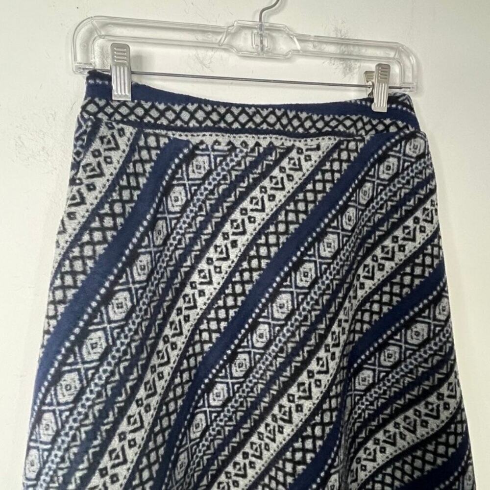 Idealsanxun Women's Wool Midi Skirt S Gray & Blue Patterned Pleated A-Line - Picture 4 of 10